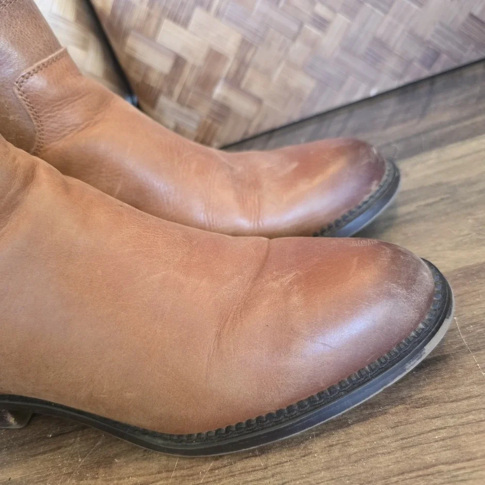 Franco Sarto Boots Women's Size 9M Brown Leather Booties Ankle Worn Halford